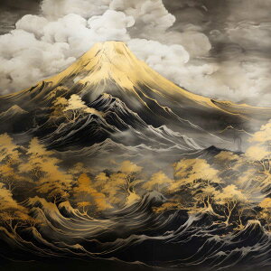 金の富士 金運 ゴールド 山 富士山 ご利益 運気 グッズ アイテム 開運 正方形ポスター 四角 デザイン ポスター スクエア 5センチ刻みでサイズ豊富 絵画【sq-poster-1016】
