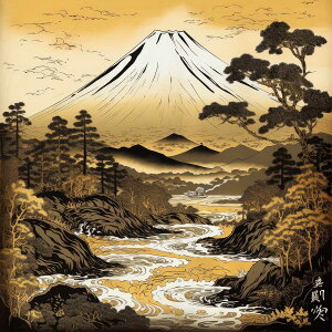 金の富士 金運 ゴールド 山 富士山 ご利益 運気 グッズ アイテム 開運 正方形ポスター 四角 デザイン ポスター スクエア 5センチ刻みでサイズ豊富 絵画【sq-poster-1062】