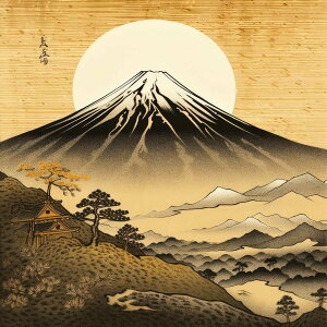 金の富士 金運 ゴールド 山 富士山 ご利益 運気 グッズ アイテム 開運 正方形ポスター 四角 デザイン ポスター スクエア 5センチ刻みでサイズ豊富 絵画【sq-poster-1075】