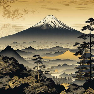 金の富士 金運 ゴールド 山 富士山 ご利益 運気 グッズ アイテム 開運 正方形ポスター 四角 デザイン ポスター スクエア 5センチ刻みでサイズ豊富 絵画【sq-poster-1084】