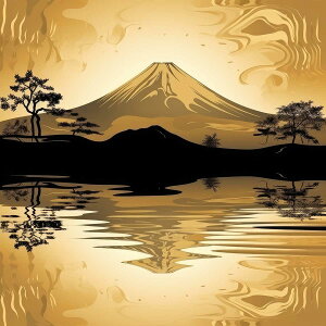 金の富士 金運 ゴールド 山 富士山 ご利益 運気 グッズ アイテム 開運 正方形ポスター 四角 デザイン ポスター スクエア 5センチ刻みでサイズ豊富 絵画【sq-poster-1099】