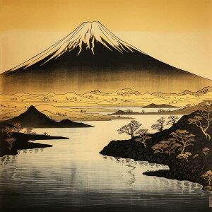 金の富士 金運 ゴールド 山 富士山 ご利益 運気 グッズ アイテム 開運 正方形ポスター 四角 デザイン ポスター スクエア 5センチ刻みでサイズ豊富 絵画【sq-poster-1129】