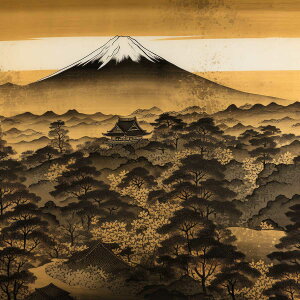 金の富士 金運 ゴールド 山 富士山 ご利益 運気 グッズ アイテム 開運 正方形ポスター 四角 デザイン ポスター スクエア 5センチ刻みでサイズ豊富 絵画【sq-poster-1135】