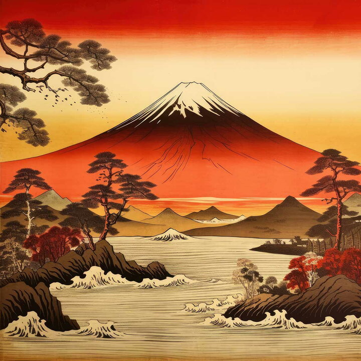 楽天市場】赤富士 風景画 金運 ゴールド 山 富士山 ご利益 運気 グッズ 
