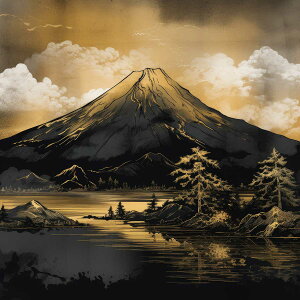 金の富士 金運 ゴールド 山 富士山 ご利益 運気 グッズ アイテム 開運 正方形ポスター 四角 デザイン ポスター スクエア 5センチ刻みでサイズ豊富 絵画【sq-poster-1242】