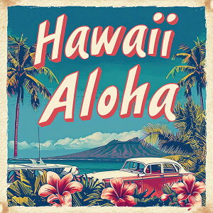 ハワイ ポスター 海 レトロ調 正方形ポスター リゾート 四角 サーフ ビーチ ヤシの木 アロハ ハイビスカス 海 デザイン ポスター スクエア 5センチ刻みでサイズ豊富 インテリア デザイン プ