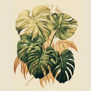 モンステラ 正方形ポスター 植物 ジャングル グリーン ウォール 壁掛け 草 風水 金運 葉っぱ 自然 景色四角 デザイン ポスター スクエア 5センチ刻みでサイズ豊富 インテリア デザイン プリ