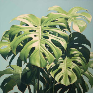 モンステラ 正方形ポスター 植物 ジャングル グリーン ウォール 壁掛け 草 風水 金運 葉っぱ 自然 景色四角 デザイン ポスター スクエア 5センチ刻みでサイズ豊富 インテリア デザイン プリ