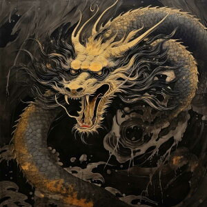 金運 龍 ドラゴン 正方形ポスター ゴールド 竜 風水 魔除け 竜神 グッズ アイテム 四角 デザイン ポスター スクエア 5センチ刻みでサイズ豊富 インテリア デザイン プリント 絵画 オフィス 住