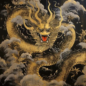 金運 龍 ドラゴン 正方形ポスター ゴールド 竜 風水 魔除け 竜神 グッズ アイテム 四角 デザイン ポスター スクエア 5センチ刻みでサイズ豊富 インテリア デザイン プリント 絵画 オフィス 住