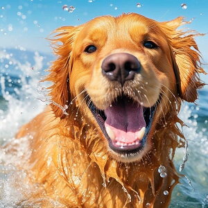 コーギー 犬 ドッグ 動物 波 サーフ ビーチ 走る ペット 夏 正方形ポスター 四角 デザイン ポスター スクエア 5センチ刻みでサイズ豊富 インテリア デザイン プリント 絵画 オフィス 住宅 店