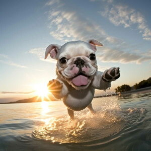 ゴールデンレトリバー 犬 ドッグ 動物 波 サーフ ビーチ 走る ペット 夏 正方形ポスター 四角 デザイン ポスター スクエア 5センチ刻みでサイズ豊富 インテリア デザイン プリント 絵画 オフ