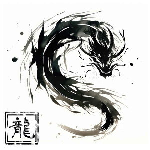 ドラゴン 辰年 龍 画 竜 竜神 正方形ポスター 干支 2024 縁起物 グッズ アイテム 竜神様 神龍 金運 幸福 四角 デザイン ポスター スクエア 5センチ刻みでサイズ豊富 インテリア デザイン プリン