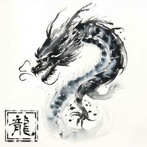 ドラゴン 辰年 龍 画 竜 竜神 正方形ポスター 干支 2024 縁起物 グッズ アイテム 竜神様 神龍 金運 幸福 四角 デザイン ポスター スクエア 5センチ刻みでサイズ豊富 インテリア デザイン プリン