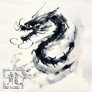 ドラゴン 辰年 龍 画 竜 竜神 正方形ポスター 干支 2024 縁起物 グッズ アイテム 竜神様 神龍 金運 幸福 四角 デザイン ポスター スクエア 5センチ刻みでサイズ豊富 インテリア デザイン プリン
