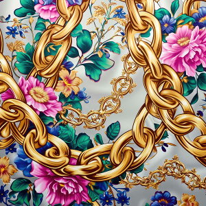 金 ゴシックチェーン ヨーロッパ バロック ゴールド 鎖 派手 正方形ポスター 四角 デザイン ポスター スクエア インテリア デザイン プリント 絵画 オフィス 住宅 店舗【sq-poster-1585】