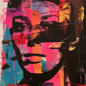 モデル ガールズ ウーマン フェミニン アバンギャルド アート 前衛的 ド派手 正方形ポスター 四角 イノベーション 先駆的 パフォーマンスアート 画家 スクエア インテリア デザイン プリン