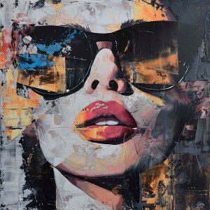 モデル ガールズ ウーマン フェミニン アバンギャルド アート 前衛的 ド派手 正方形ポスター 四角 イノベーション 先駆的 パフォーマンスアート 画家 スクエア インテリア デザイン プリン