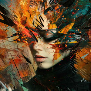 モデル ガールズ ウーマン フェミニン アバンギャルド アート 前衛的 ド派手 正方形ポスター 四角 イノベーション 先駆的 パフォーマンスアート 画家 スクエア インテリア デザイン プリン