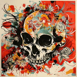 スカル ドクロ 骸骨 がいこつ 頭蓋骨 アバンギャルド アート 前衛的 ド派手 正方形ポスター 四角 イノベーション 先駆的 パフォーマンスアート 画家 スクエア インテリア デザイン プリント