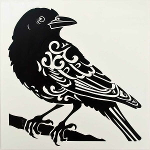 鳥 バード トライバル タトゥー 墨絵 白黒 モノクロ 版画 羽 フェザー 北欧 正方形ポスター 四角 デザイン ポスター スクエア インテリア デザイン プリント 店舗 お洒落 【sq-poster-2420】