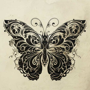 蝶 バタフライ ちょうちょ ゴージャス 羽 昆虫 トライバル タトゥー 正方形ポスター 四角 デザイン ポスター スクエア 5センチ刻みでサイズ豊富 インテリア デザイン プリント 店舗 お洒落
