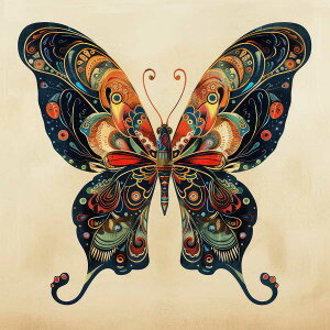 蝶 バタフライ ちょうちょ ゴージャス 羽 昆虫 トライバル タトゥー 正方形ポスター 四角 デザイン ポスター スクエア 5センチ刻みでサイズ豊富 インテリア デザイン プリント 店舗 お洒落