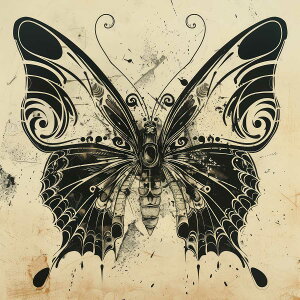 蝶 バタフライ ちょうちょ ゴージャス 羽 昆虫 トライバル タトゥー 正方形ポスター 四角 デザイン ポスター スクエア 5センチ刻みでサイズ豊富 インテリア デザイン プリント 店舗 お洒落