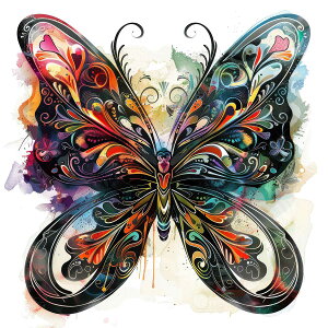 蝶 バタフライ ちょうちょ ゴージャス 羽 昆虫 トライバル タトゥー 正方形ポスター 四角 デザイン ポスター スクエア 5センチ刻みでサイズ豊富 インテリア デザイン プリント 店舗 お洒落