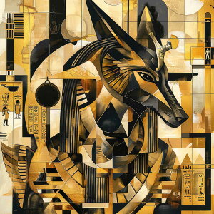 アヌビス アートポスター 古代エジプト シンボル 神話 装飾 ミステリアス デザイン 正方形ポスター 四角 デザイン ポスター スクエア インテリア デザイン プリント 絵画 オフィス 住宅 店舗