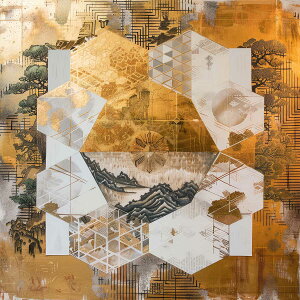 八角形 アートポスター 風水 シンボル デザイン 装飾 バランス ハーモニー 正方形ポスター 四角 デザイン ポスター スクエア インテリア デザイン プリント 絵画 オフィス 住宅 店舗 お洒落