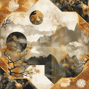 八角形 アートポスター 風水 シンボル デザイン 装飾 バランス ハーモニー 正方形ポスター 四角 デザイン ポスター スクエア インテリア デザイン プリント 絵画 オフィス 住宅 店舗 お洒落