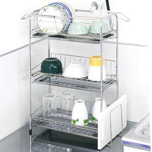 【p5倍☆秋のポイント祭 10/31まで】 水切りラック 3段 スリム 水切りかご ステンレス スライド式 シンク上 水切りバスケット キッチン