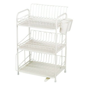 【p5倍☆秋のポイント祭 10/31まで】 水切りラック 水切りかご 水が流れる 排水ノズル付き 3段