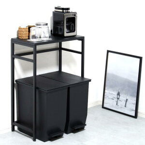 ゴミ箱上ラック キッチン 作業台 高さ85cm 幅60cm 食洗器 加湿器 ウォーターサーバー ラック レンジ 炊飯器 収納 モノトーン ブラック インテリア コンソールテーブル キッチン延長台