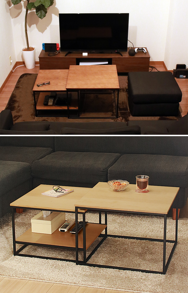 上質上質テーブル 完成品 ネストテーブル ソファ ベッド サイドテーブル 北欧 デザイン ナチュラル ブラウン アイアン おしゃれ 木製 リビング  寝室 黒 ブラック 男前 インテリア 一人暮らし EH-S1 テーブル