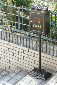 ポストスタンドおしゃれ置き型置き型アンティーク北欧かわいい鍵付き鍵スタンドセット縦型郵便受け置き型ポストスタンドポストポストスタンドスタンド型鋳物ねこ猫犬鳥郵便ポストQI-S2