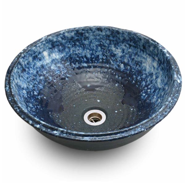 重蔵窯 利休信楽 手洗い鉢 MEBIUSU 四季 016-40 青白窯変（あおしろようへん） 径400mm | イーヅカ