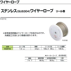 �j�b�T�`�F�[�� �X�e�����X�iSUS304�j���C���[���[�v ���[���� R-SY10 1.0mm×150m��