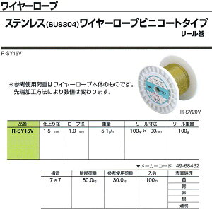 jbT`F[ XeXiSUS304jC[[vrjR[g^Cv [ R-SY15V 1.5mm×100m