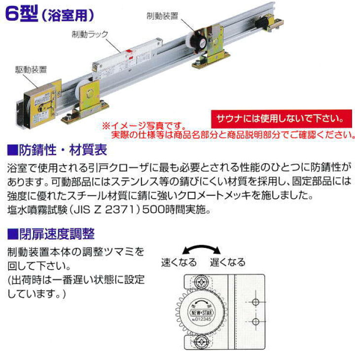 楽天市場 日本ドアチェック製造 ニュースター 引戸クローザ 6型 浴室用 フロント枠用 ストップなし 6型 N3 ドア重量60kg以下 イーヅカ 楽天市場 日本ドアチェック製造 ニュースター 引戸クローザ 6型 浴室用 フロント枠用 ストップなし 6型 N3 ドア重量60kg以下 イーヅカ