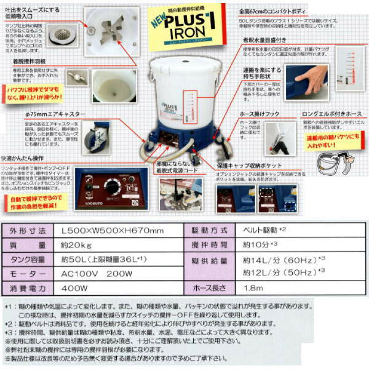 楽天市場】KLASS 極東産機 糊自動撹拌供給機 NEWプラス1IRON 11-6328 