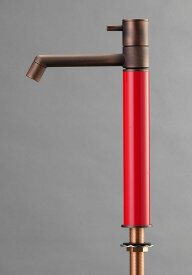 オンリーワンクラブ デザイン水栓 マニル 金古美めっき ロング ブライトレッド TK4-1LCR