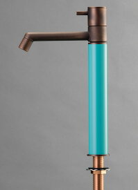 オンリーワンクラブ デザイン水栓 マニル 金古美めっき ロング ターコイズブルー TK4-1LCT