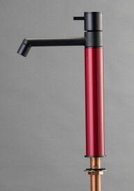 オンリーワンクラブ デザイン水栓 マニル ブラックめっき ロング ワインレッド TK4-1LKWR