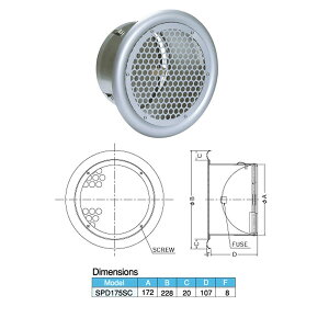 西邦工業 外壁用ステンレス製換気口 フラットグリル 丸パンチング型8Φ×PITCH10 防火ダンパー付 SPD-175SC