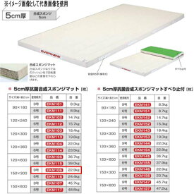 エバニュー 5cm厚 抗菌合成 スポンジマット EKM106 幅150×長300cm 9号帆布