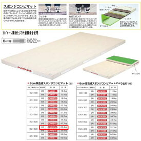 エバニュー 6cm厚合成スポンジコンビマット EKM336 幅150×長300cm 9号帆布