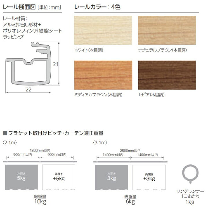 楽天市場】タチカワブラインド 装飾カーテンレール アルバーノ 