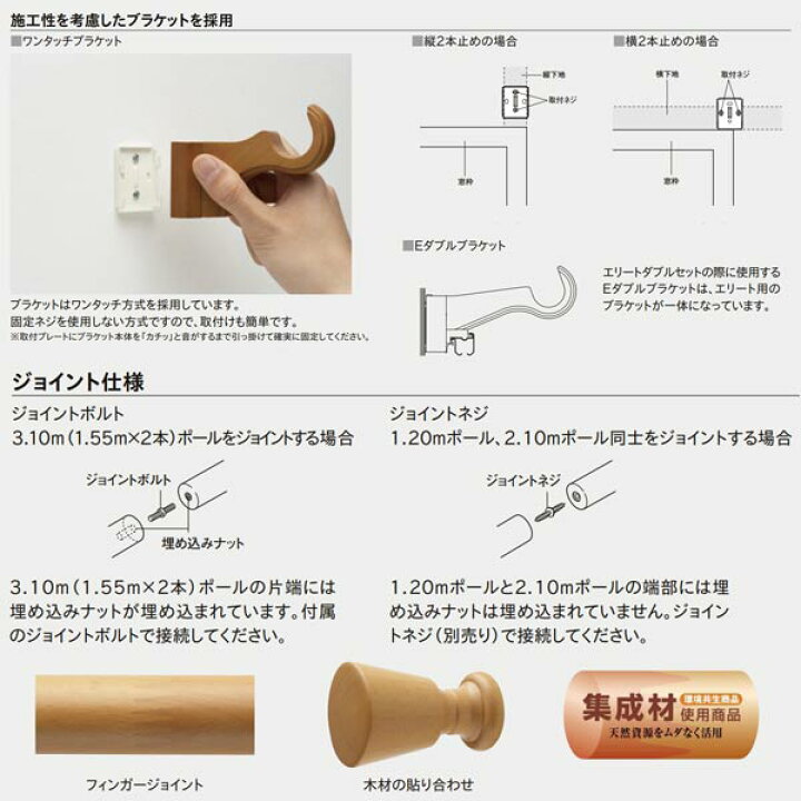楽天市場】トーソー 装飾カーテンレール ウッディ28 エリートダブル 
